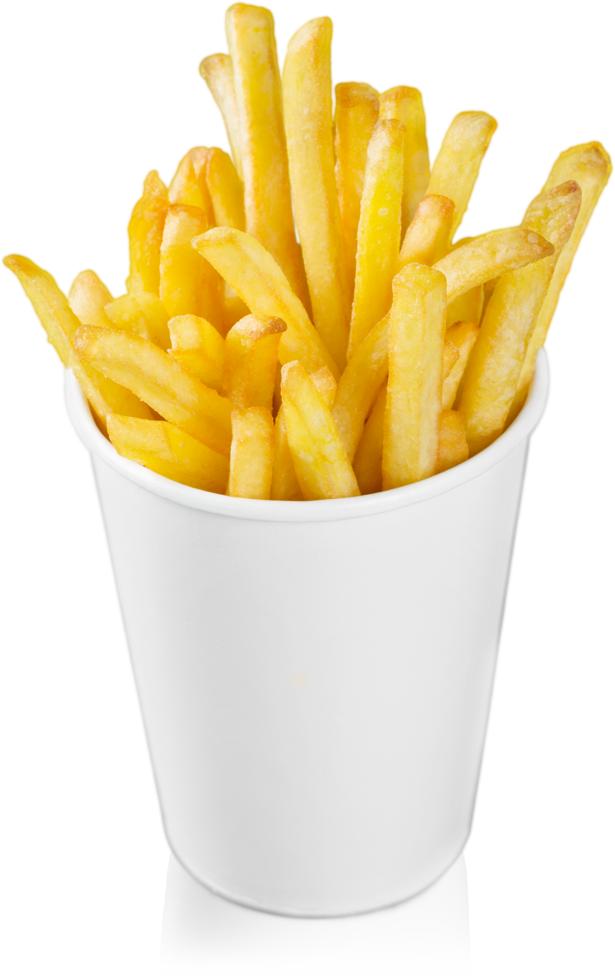 French Fries in a Paper Wrapper on White Background